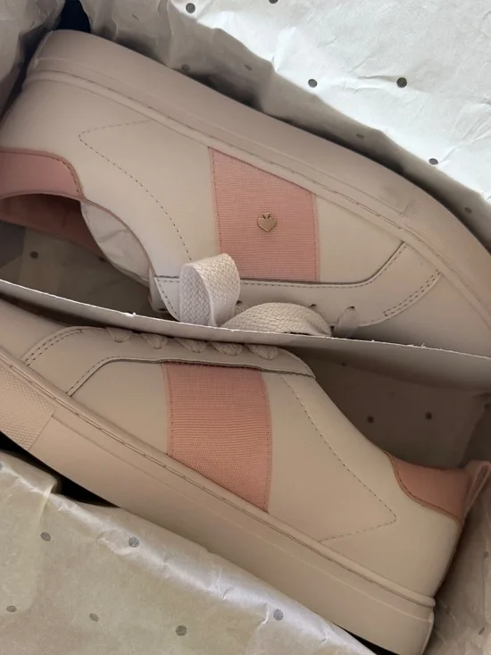 Kate Spade ♠️ New York Optic White Sneaker with Smoke Pink Detail - Picture 8 of 13